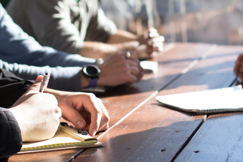 Meeting at a table